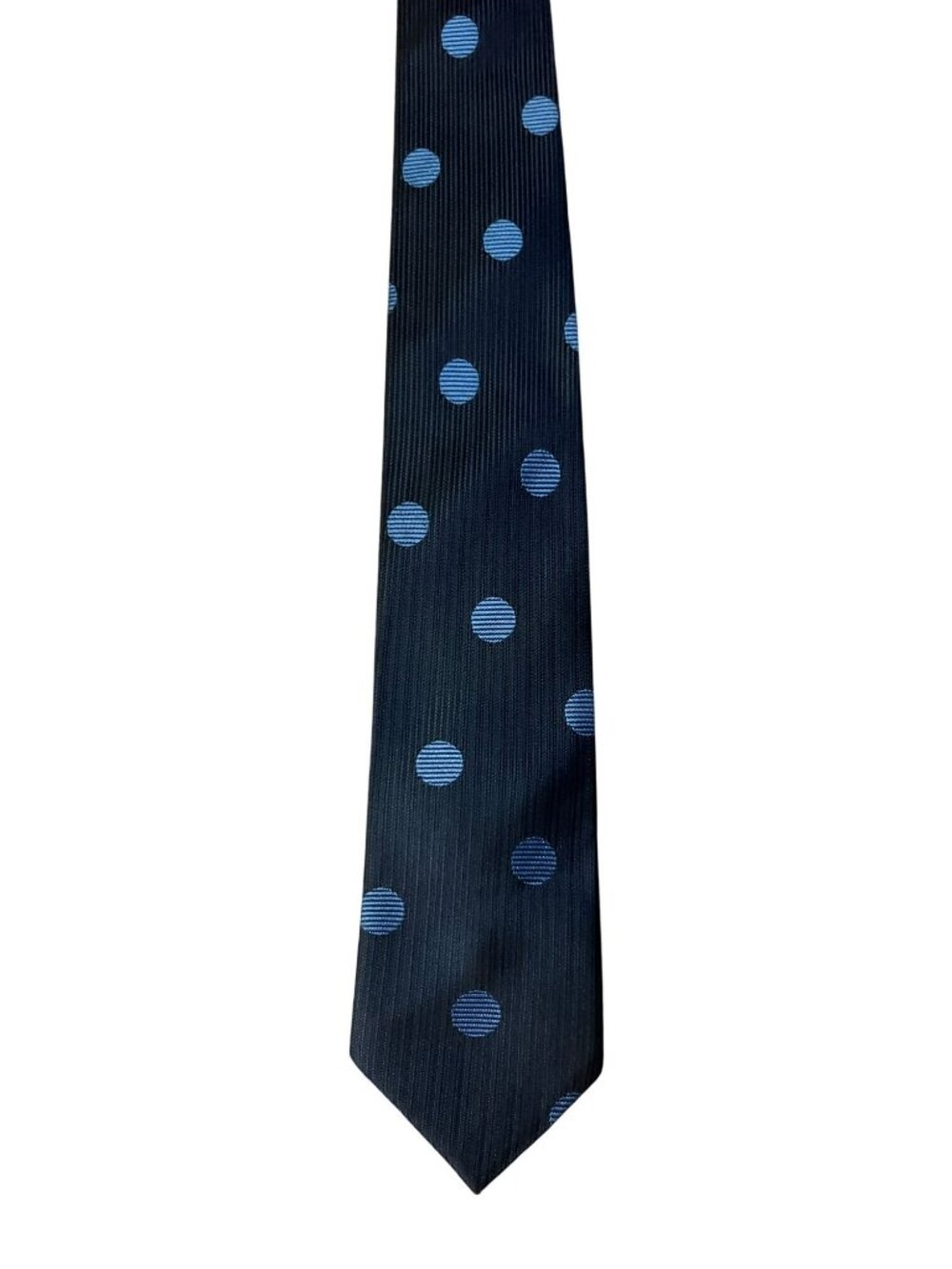 Vintage 1960s Koratron Navy Blue Polka Dot Skinny Tie Mod Style USED